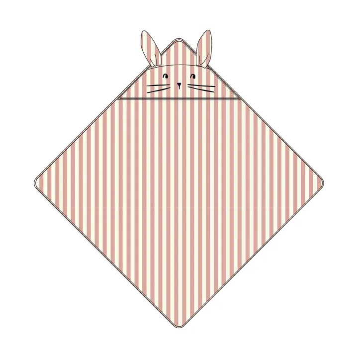 Toalla con capucha Albert 70x70 cm - Coral blush-creme de la creme stripe - Liewood