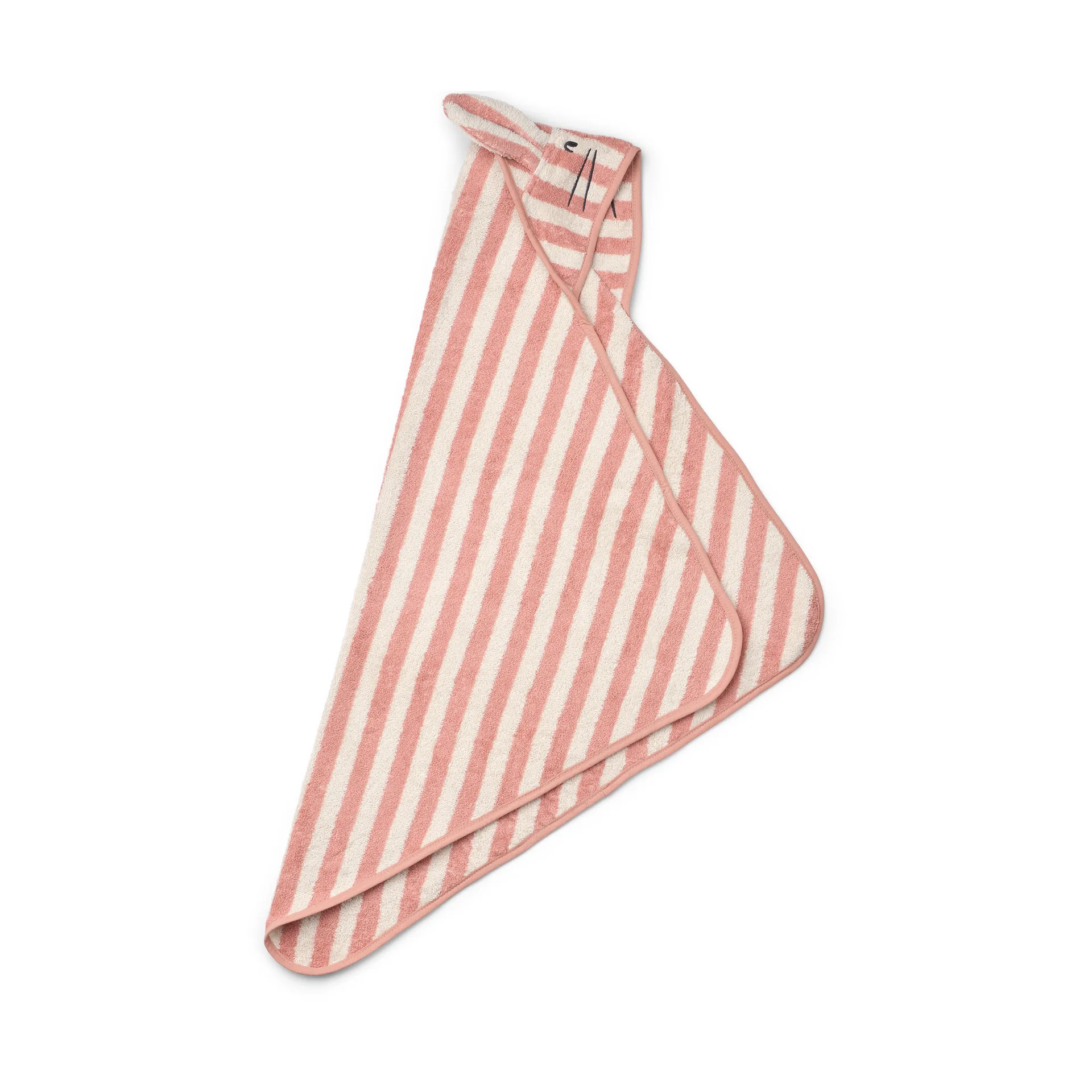 Toalla con capucha Albert 70x70 cm, Coral blush-creme de la creme stripe Liewood