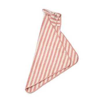 Toalla con capucha Albert 70x70 cm - Coral blush-creme de la creme stripe - Liewood