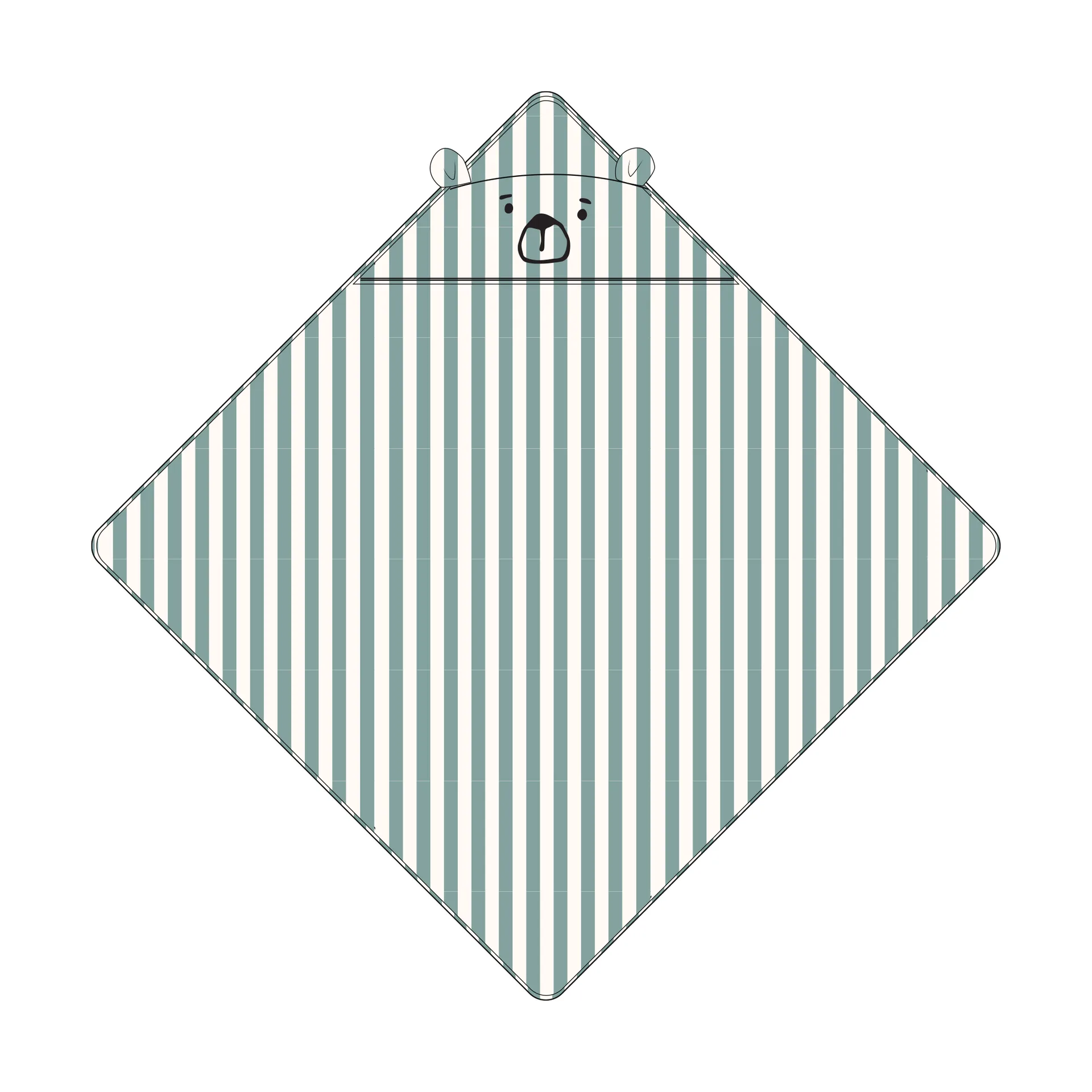 Toalla con capucha Albert 70x70 cm, Peppermint-creme de la creme Liewood