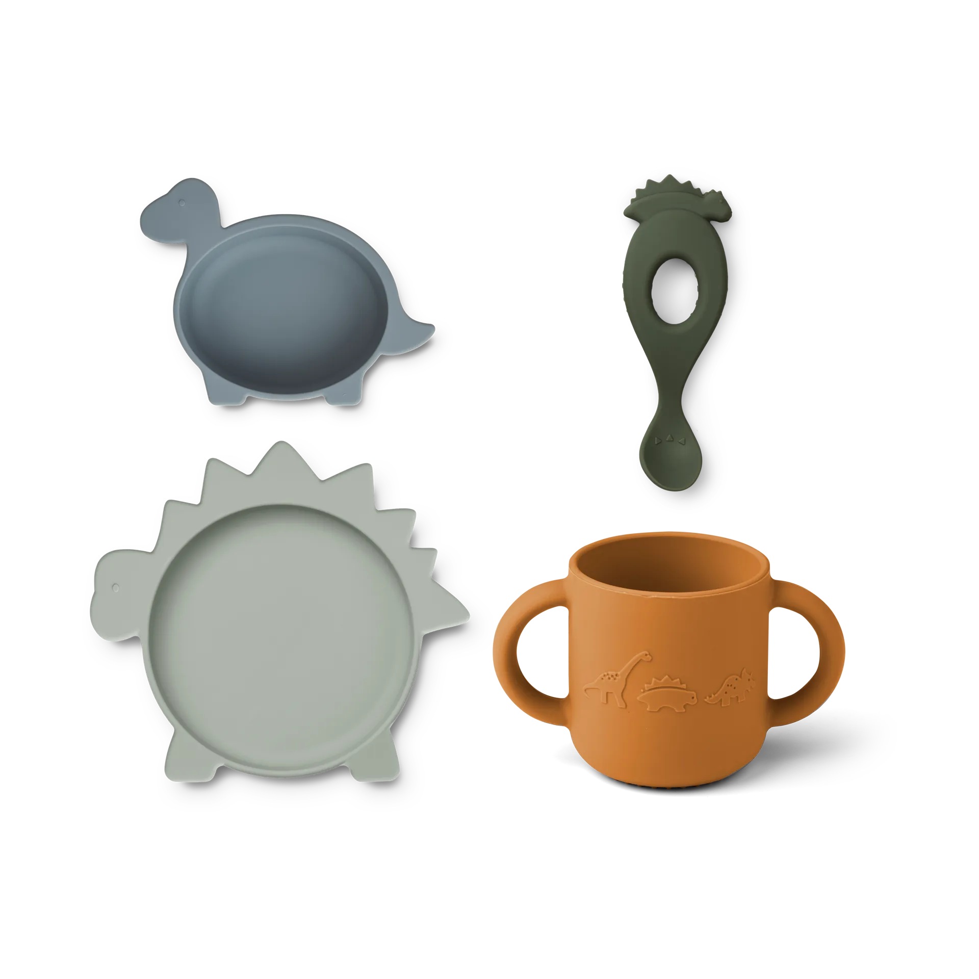 Vajilla de silicona Vivi 4 piezas, Dino blue multi mix Liewood