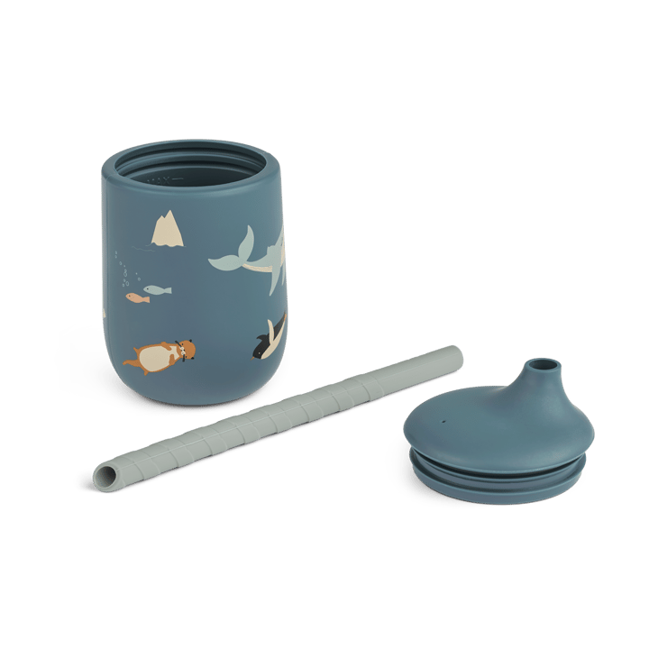 Vaso con pajita 23 cl Ellis printed sippy cup, Arctic Sea-Vista al océano Liewood