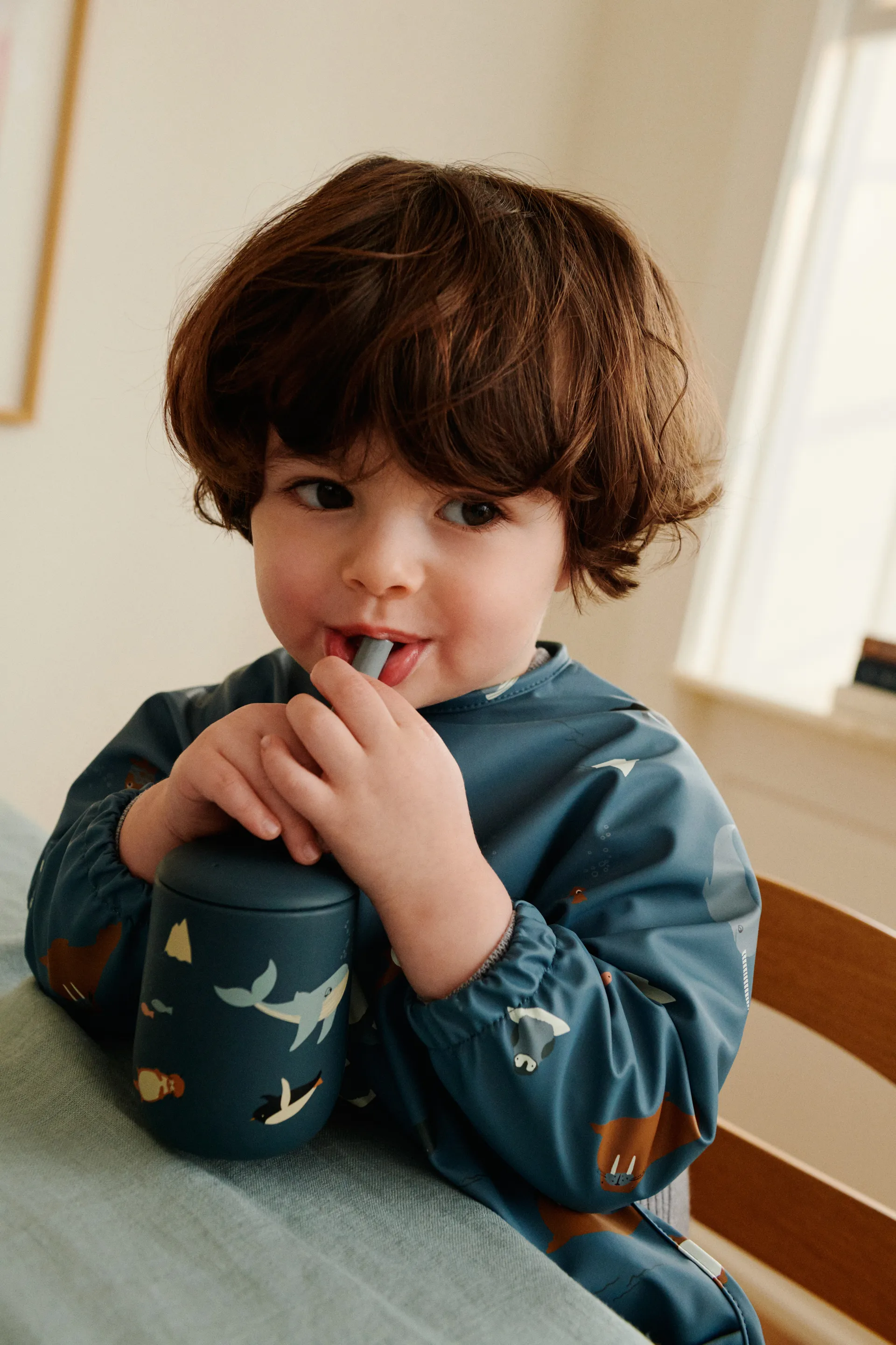 Vaso con pajita 23 cl Ellis printed sippy cup, Arctic Sea-Vista al océano Liewood