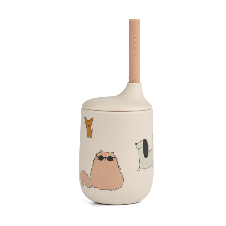 Vaso con pajita 23 cl Ellis printed sippy cup - Gatos y Perros-Sandy - Liewood