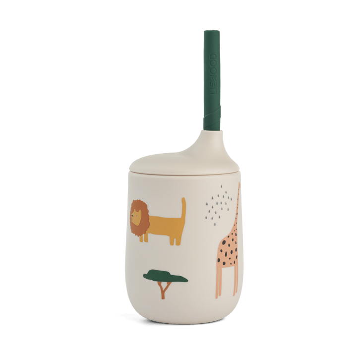 Vaso con pajita 23 cl Ellis printed sippy cup - Safari sandy mix - Liewood