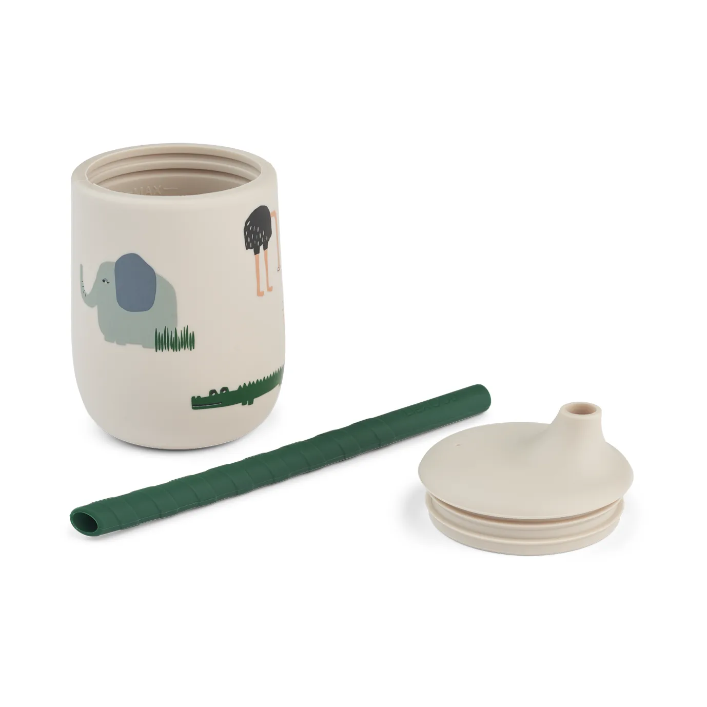 Vaso con pajita 23 cl Ellis printed sippy cup, Safari sandy mix Liewood