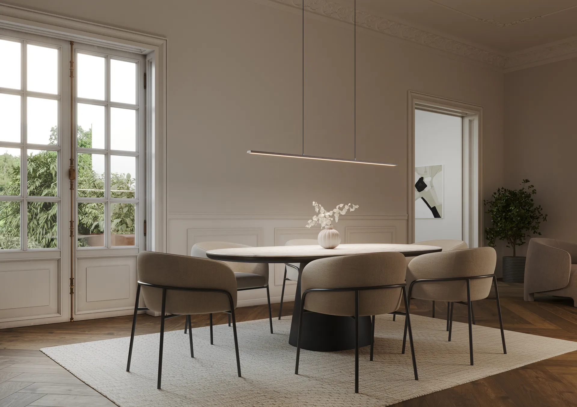 Lámpara colgante Slim S1500, Titanio Light-Point