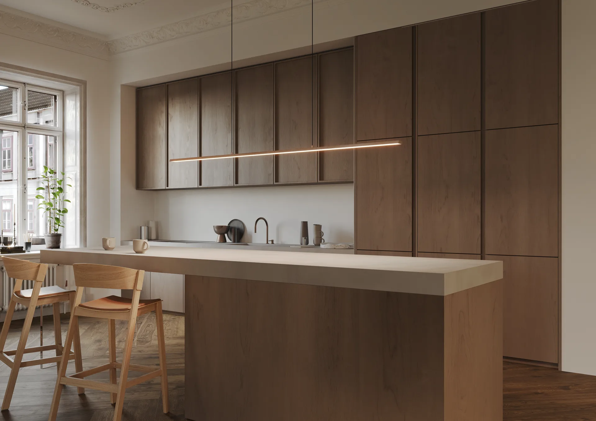 Lámpara colgante Slim S1800 , Oro rosa Light-Point