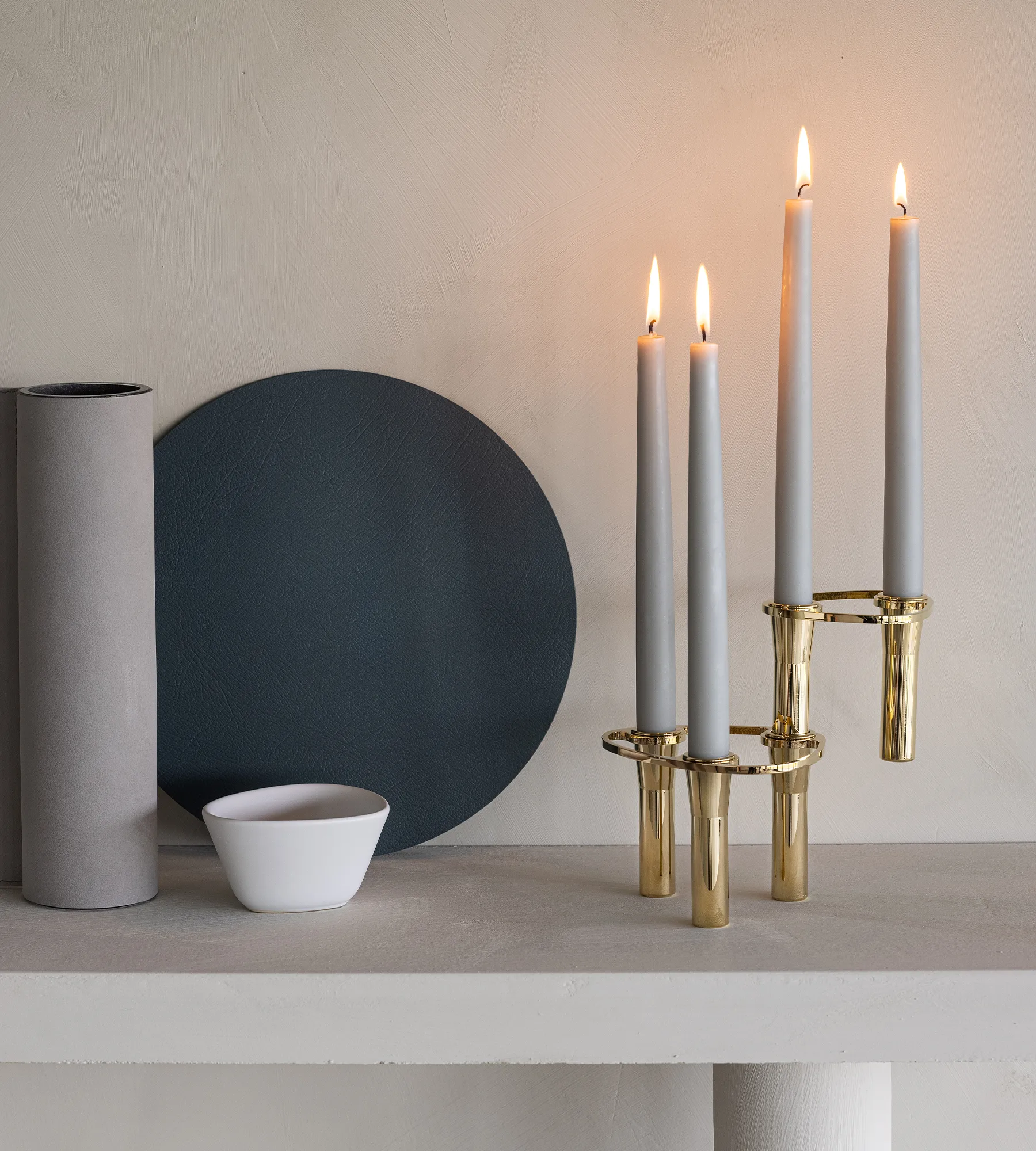 Candelabro Lind Curve combinable chapado en oro 24K, Double LIND DNA