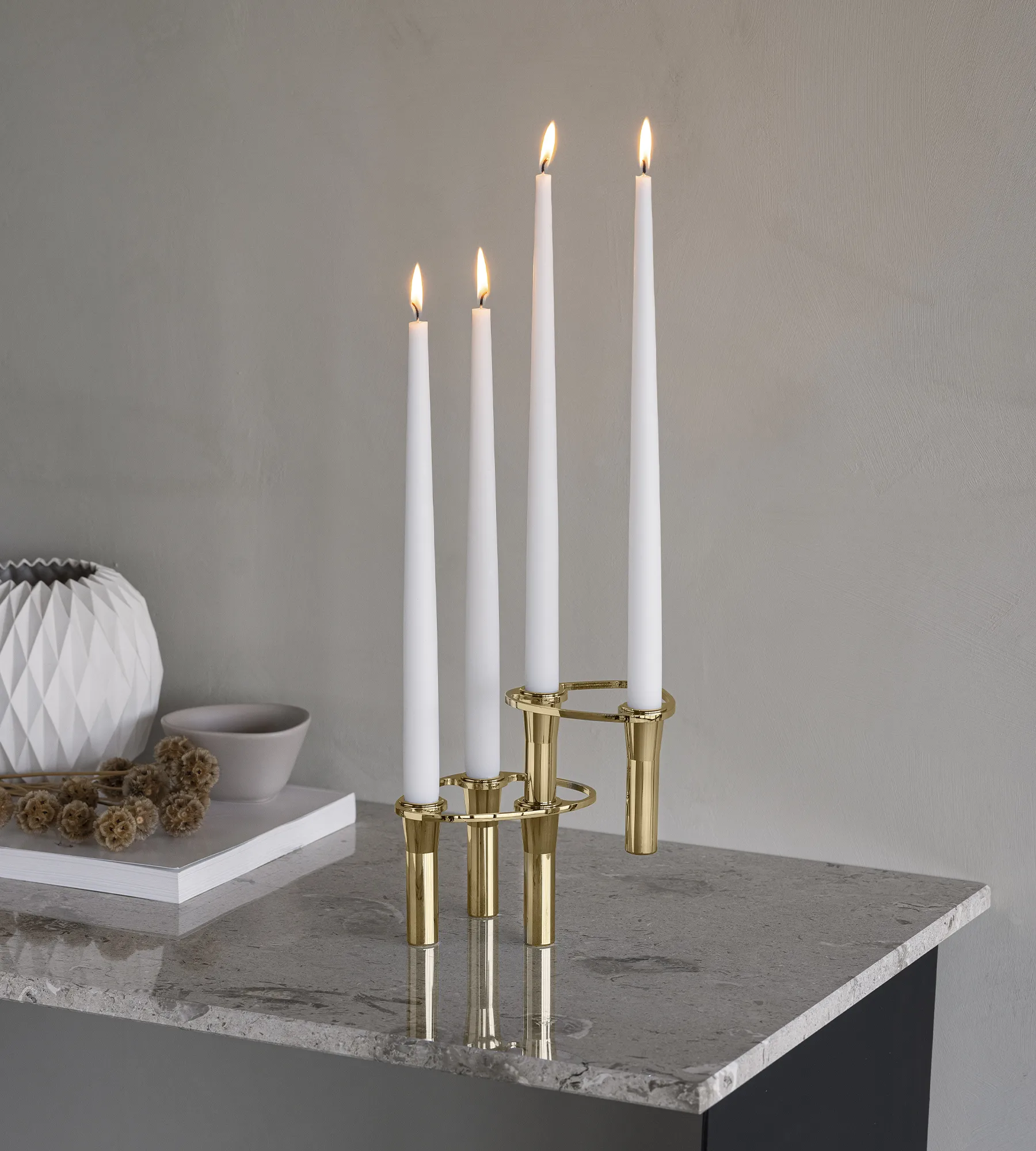 Candelabro Lind Curve combinable chapado en oro 24K, Double LIND DNA