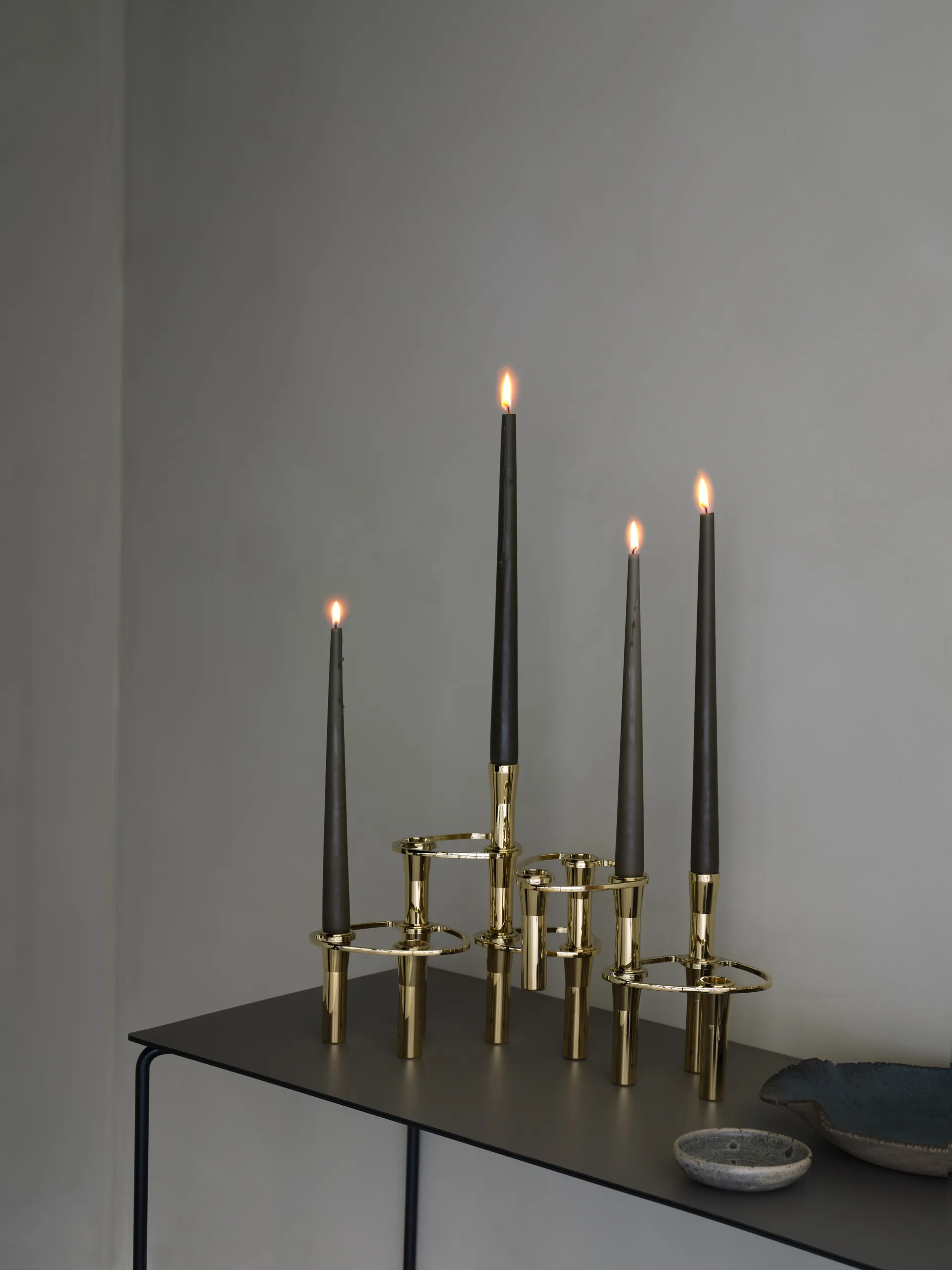 Candelabro Lind Curve combinable chapado en oro 24K, Triple LIND DNA