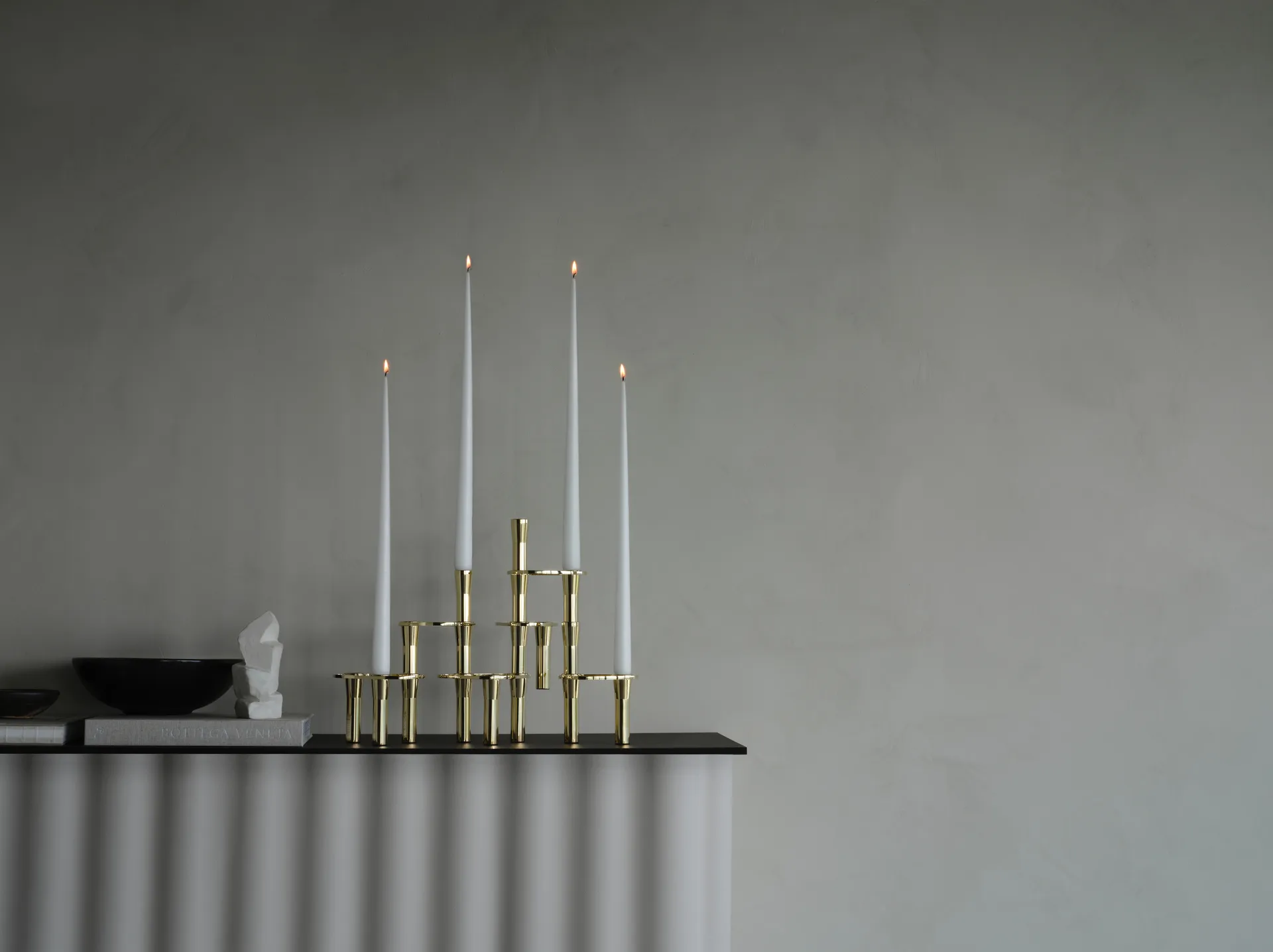 Candelabro Lind Curve combinable chapado en oro 24K, Triple LIND DNA