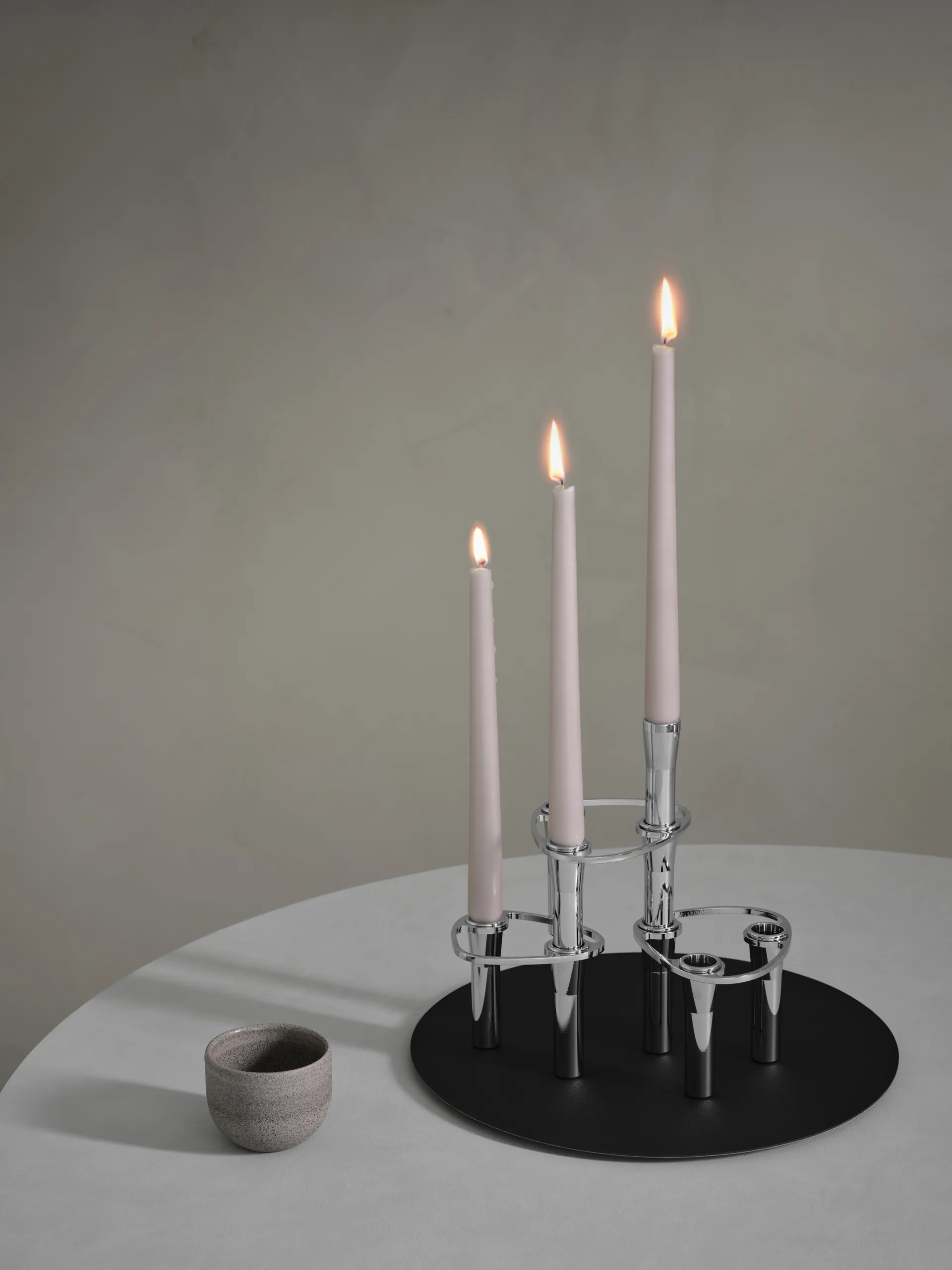 Candelabro Lind Curve combinable cromo, Triple LIND DNA