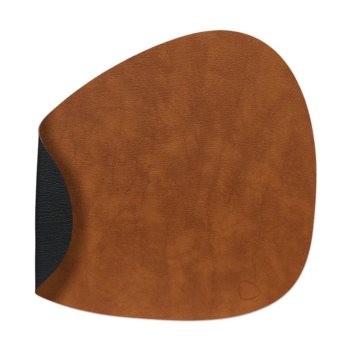 Mantel individual curvo Bull reversible L 1 pieza - Cognac-black, 44x37 cm - LIND DNA