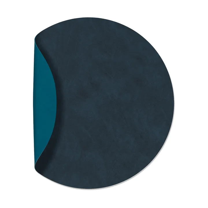 Mantel individual Nupo circular reversible XL 1 pieza - Midnight blue-petrol, Ø40 cm - LIND DNA