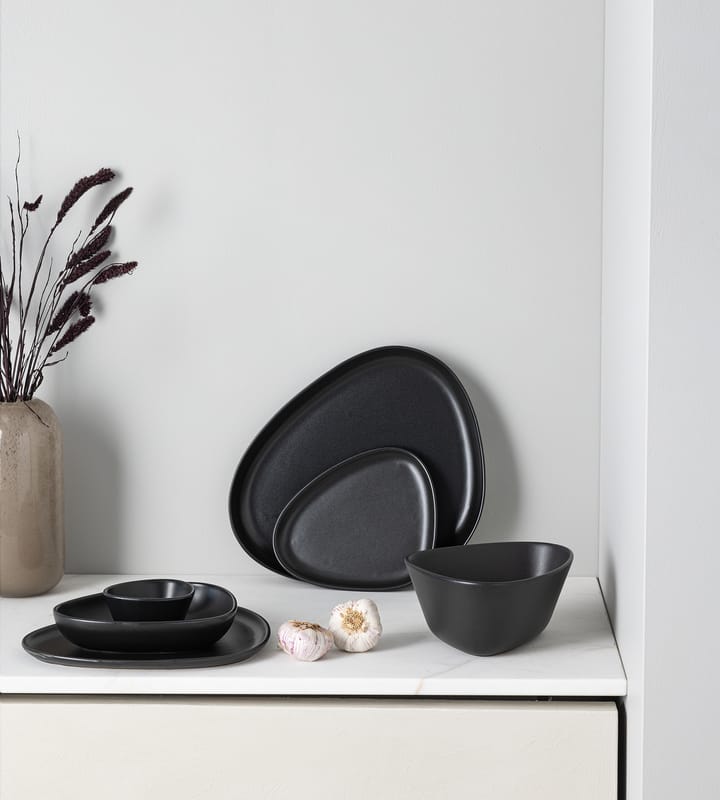 Platillo Curve Stoneware 19x22 cm, Black LIND DNA
