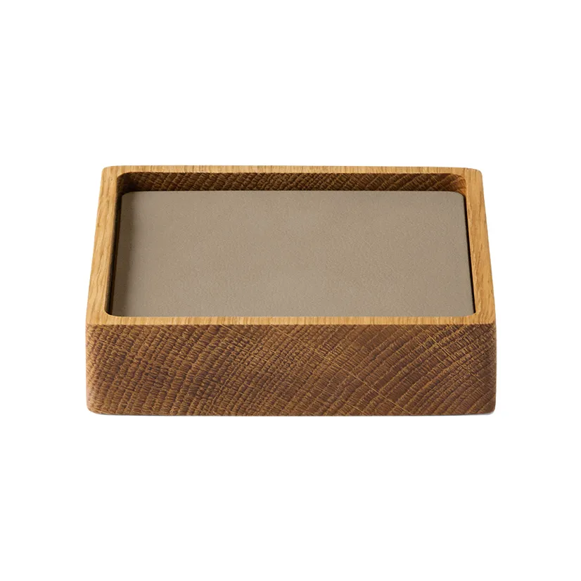 Set de posavasos Wood Box , Nature-oak, square, S, Nupo clay brown, 9 piezas LIND DNA
