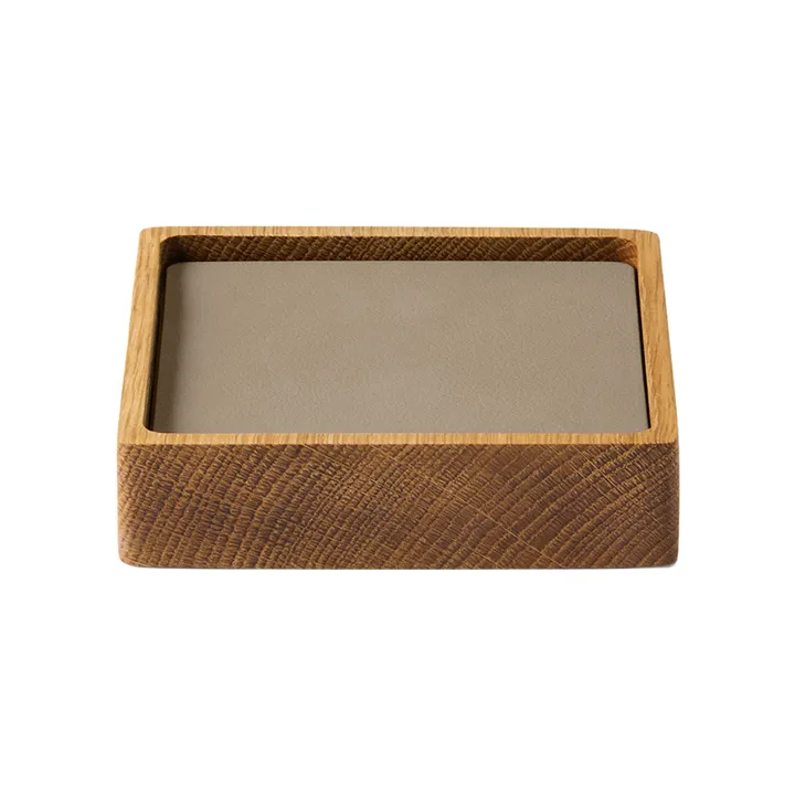 Set de posavasos Wood Box  - Nature-oak, square, S, Nupo clay brown, 9 piezas - LIND DNA
