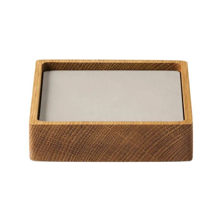 Set de posavasos Wood Box  - Nature-oak, square, S, Nupo oyster white, 9 piezas - LIND DNA