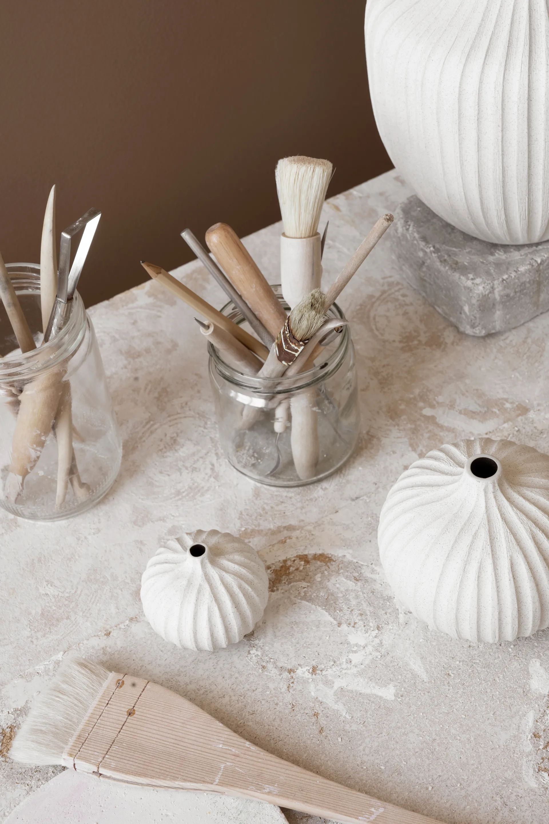 Jarrón Bari, Sand white light deep line, S Lindform