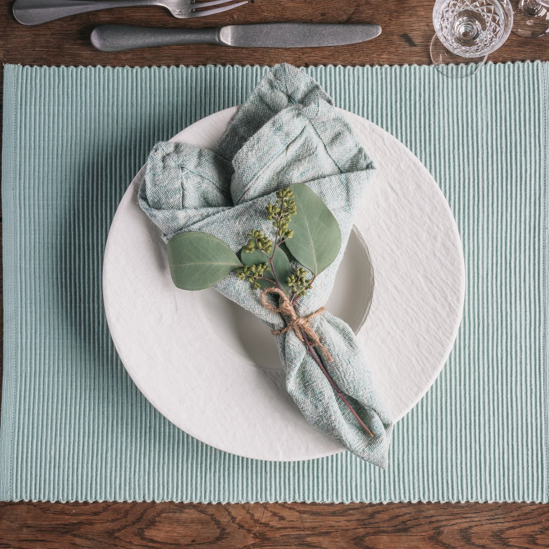 2 Manteles individuales Uni 35x46 cm, verde hielo Linum