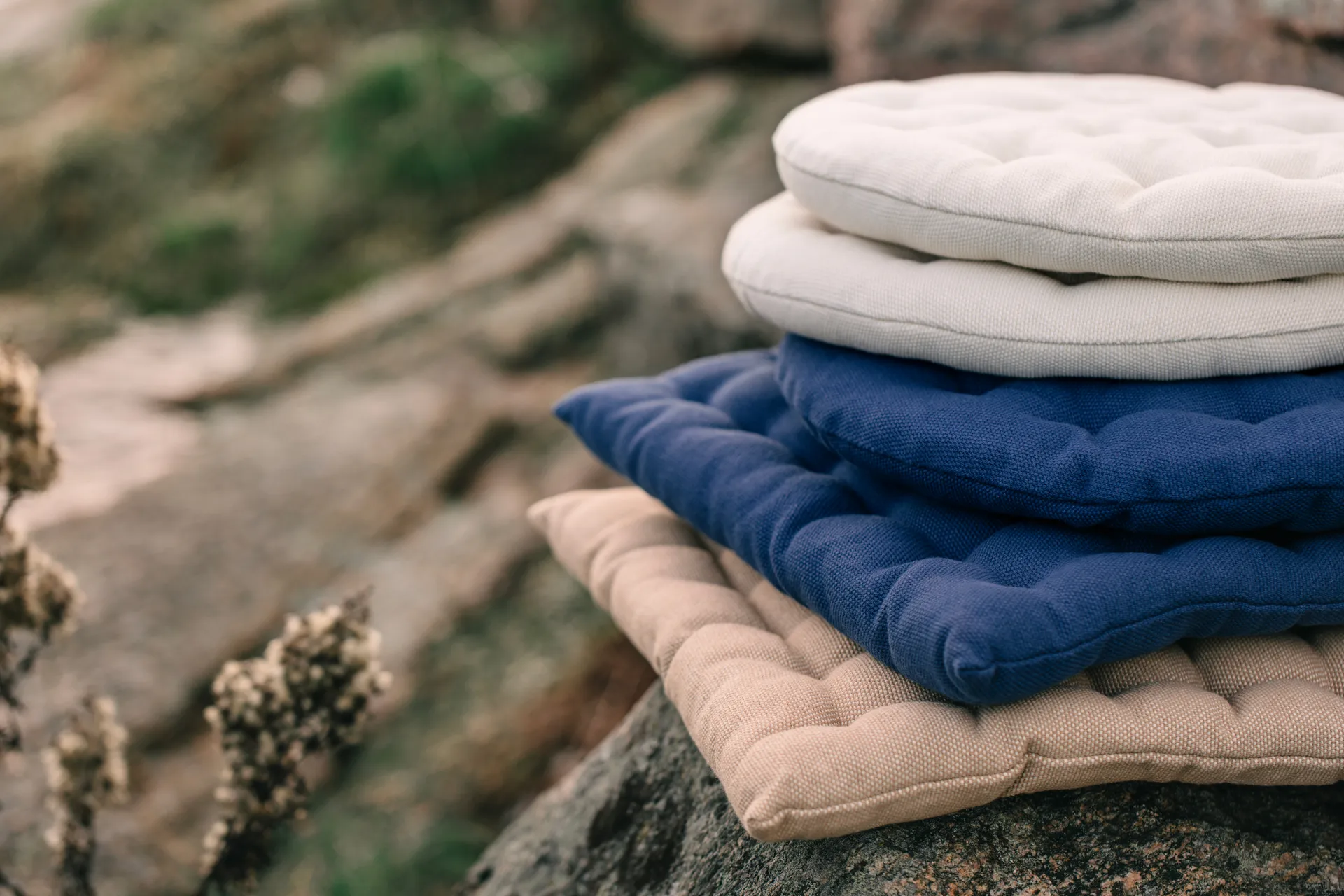 Cojín de silla Pepper Ø37 cm, Beige cremoso Linum