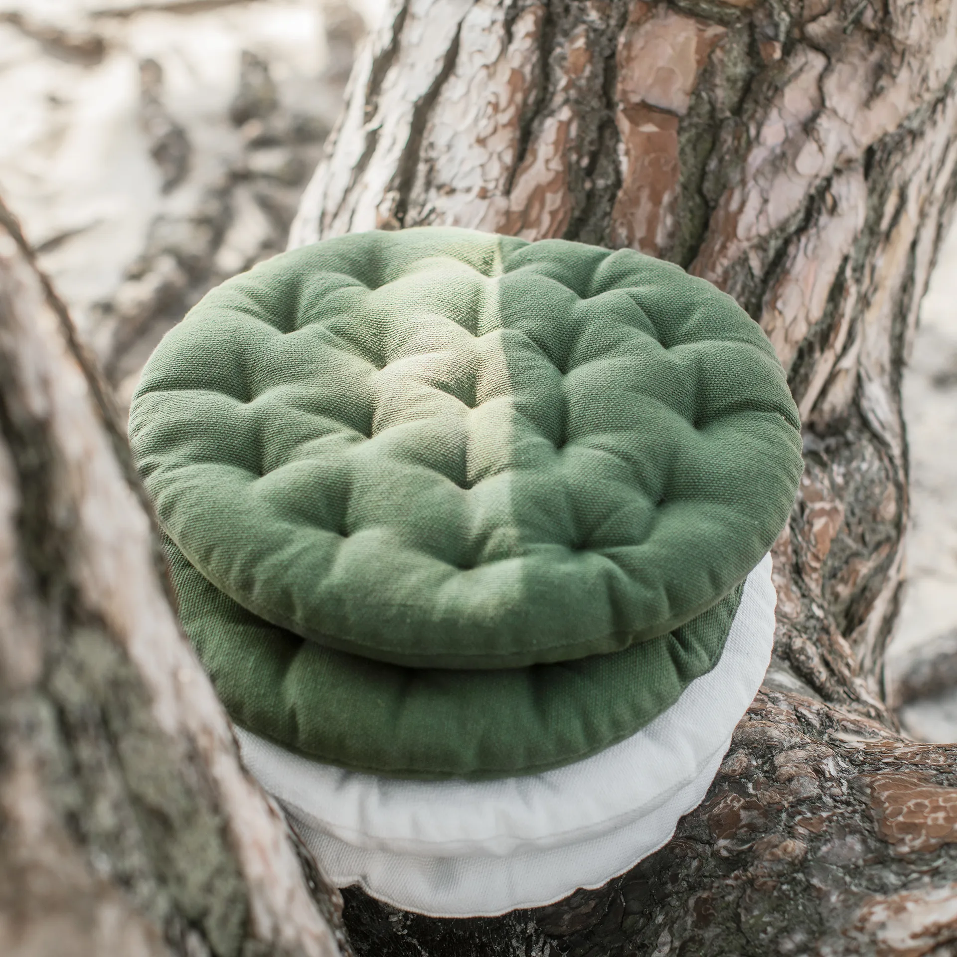 Cojín de silla Pepper Ø37 cm, verde oliva oscuro Linum