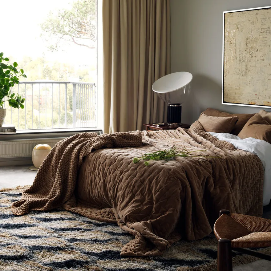 Funda de cojín Paolo 50x50 cm, marrón camello Linum