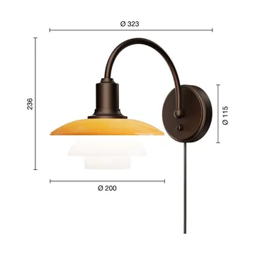 Aplique PH 2/2 Centenary Edition - Amber-opal white, con enchufe - Louis Poulsen