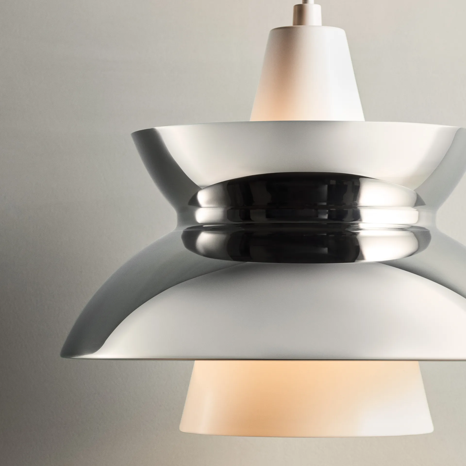 Lámpara colgante Doo-Wop metal, Acero inoxidable Louis Poulsen