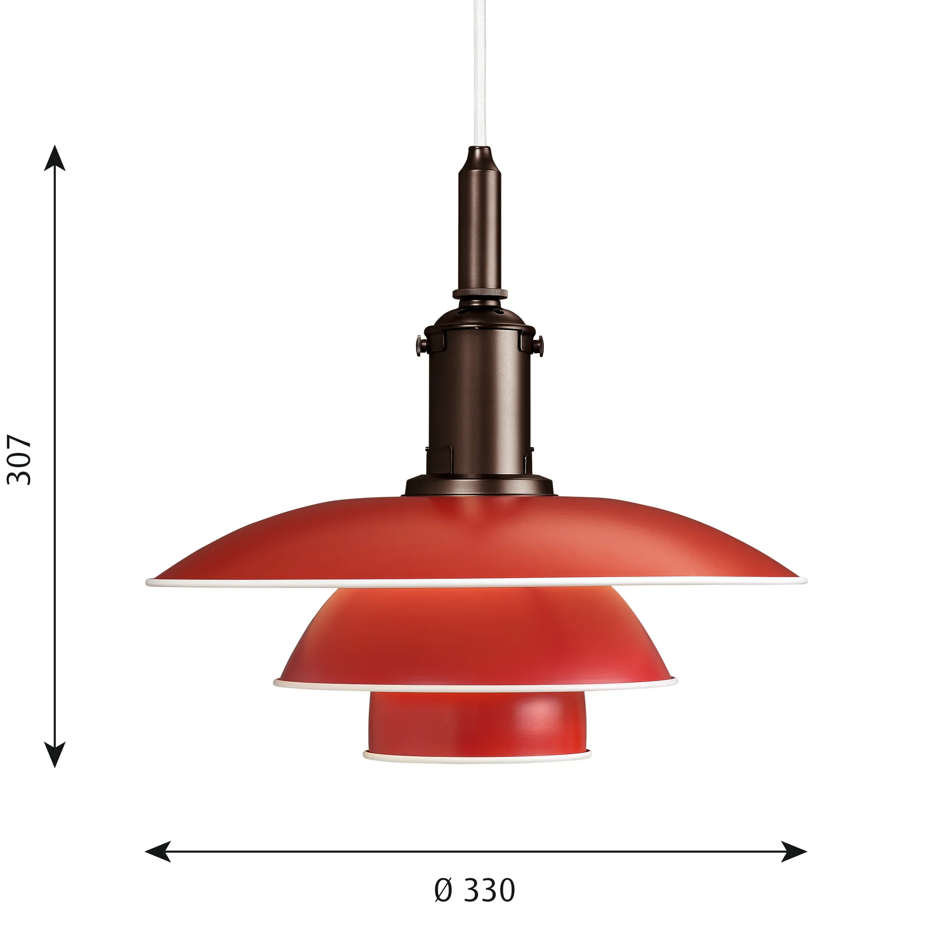 Lámpara colgante PH 3½-3, Rojo Louis Poulsen