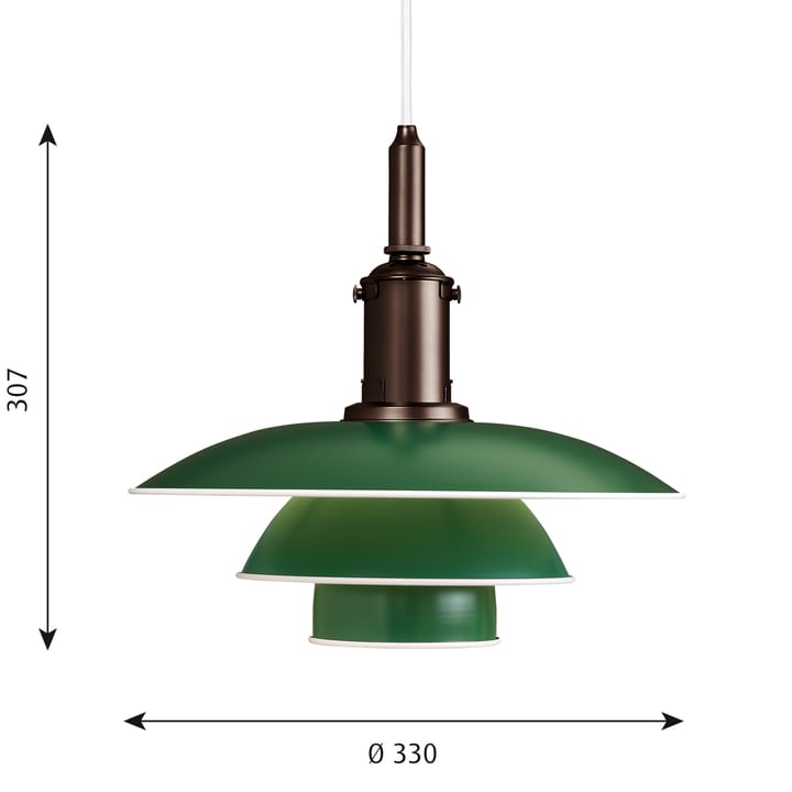 Lámpara colgante PH 3½-3, Verde Louis Poulsen