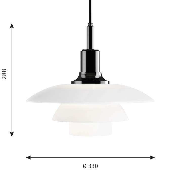 Lámpara colgante PH 3½-3 vidrio opal, Negro Louis Poulsen