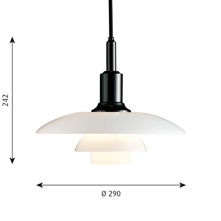 Lámpara colgante PH 3/2, Negro Louis Poulsen