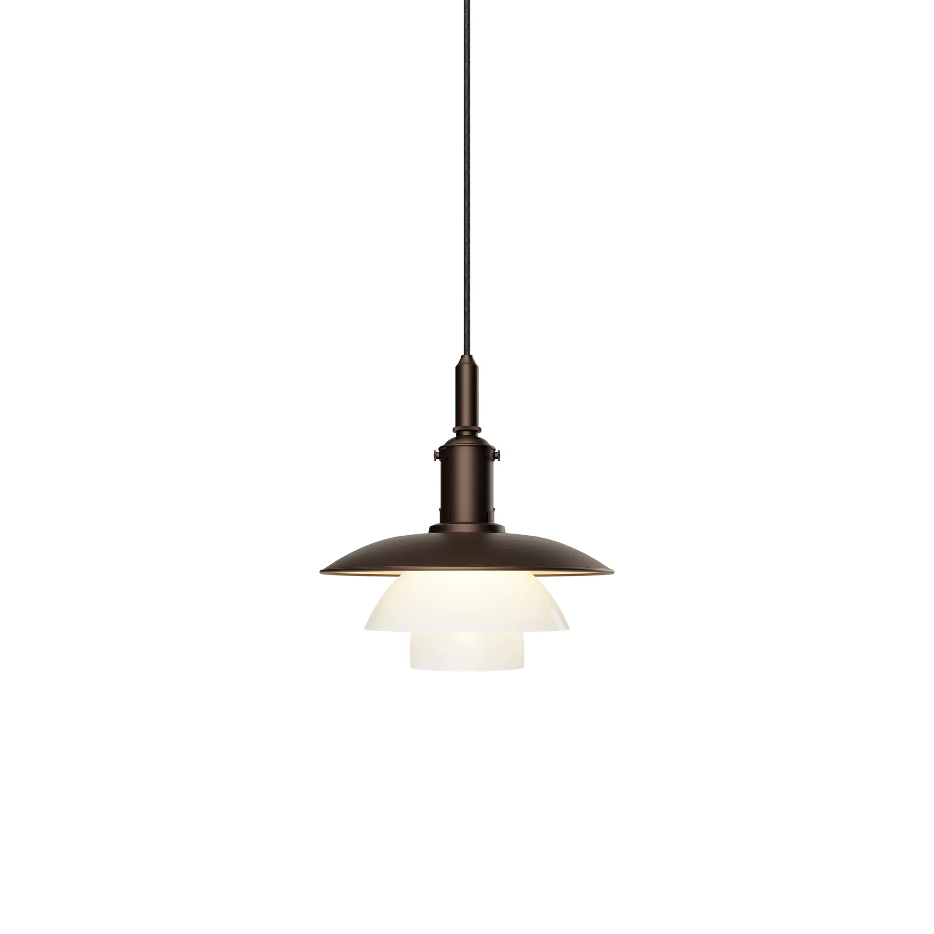 Lámpara colgante PH 3/3 Luna, Aged brass-vidrio opalino Louis Poulsen