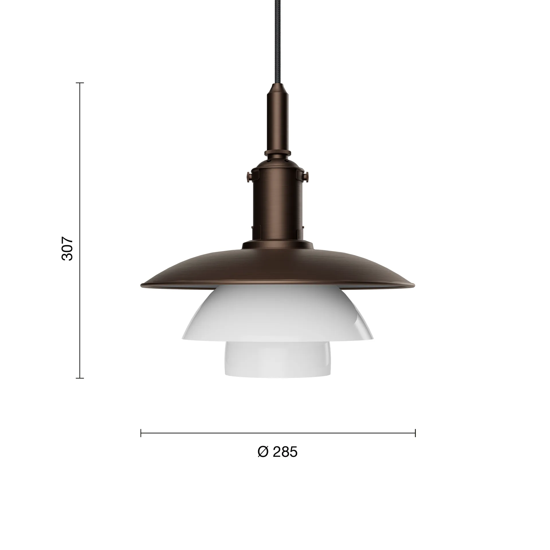 Lámpara colgante PH 3/3 Luna, Aged brass-vidrio opalino Louis Poulsen