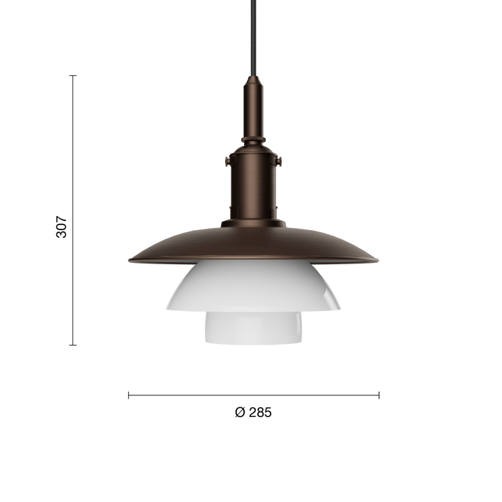 Lámpara colgante PH 3/3 Luna, Aged brass-vidrio opalino Louis Poulsen