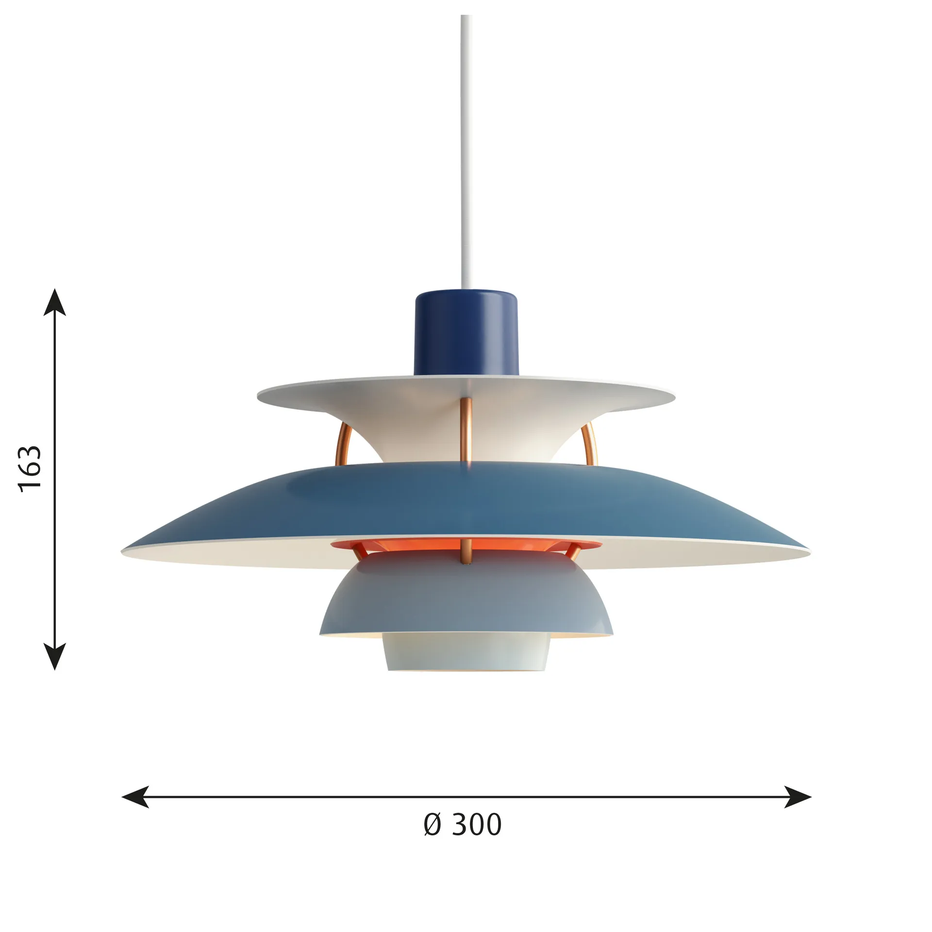 Lámpara colgante PH 5, Ø300, Azul Louis Poulsen