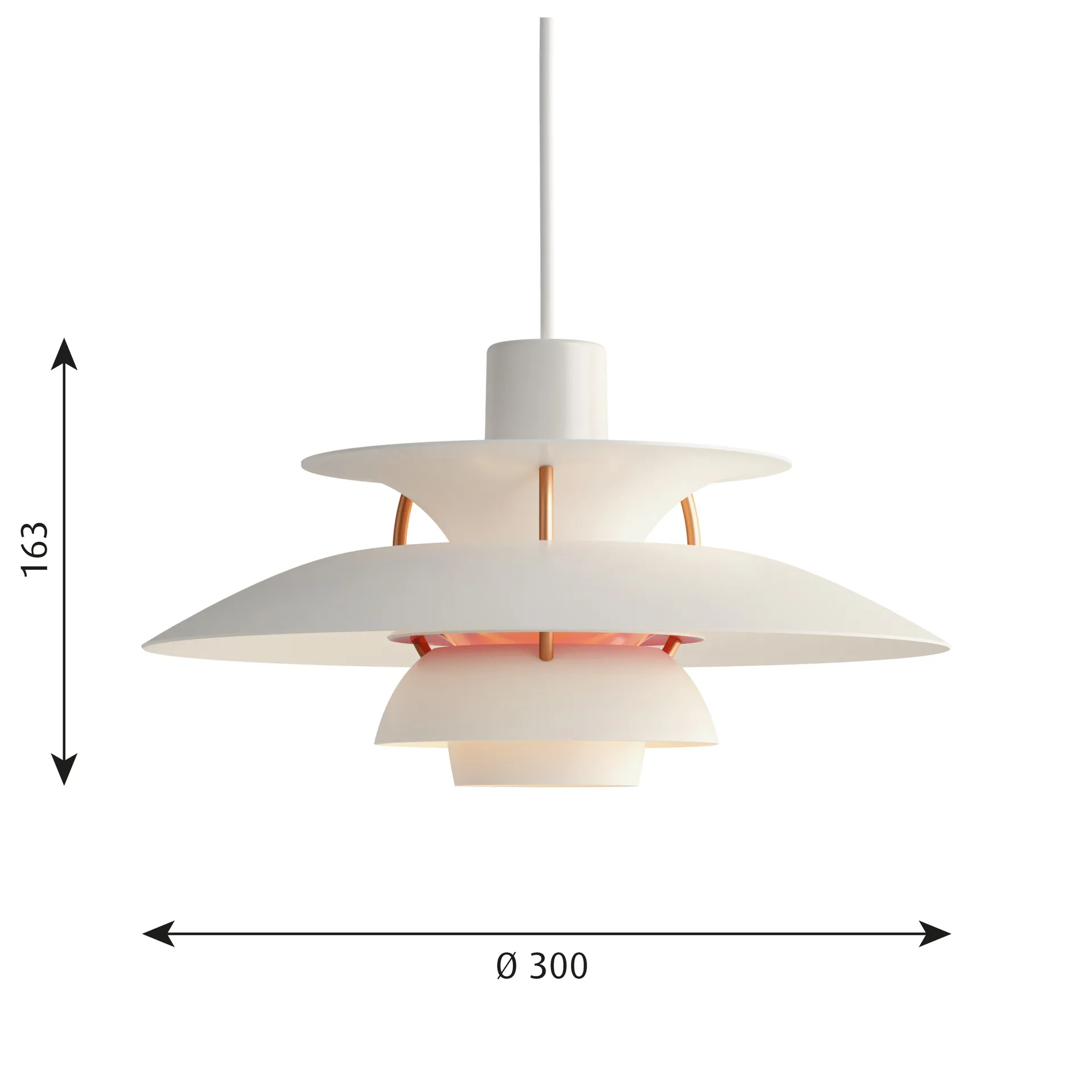 Lámpara colgante PH 5, Ø300, Blanco moderno Louis Poulsen