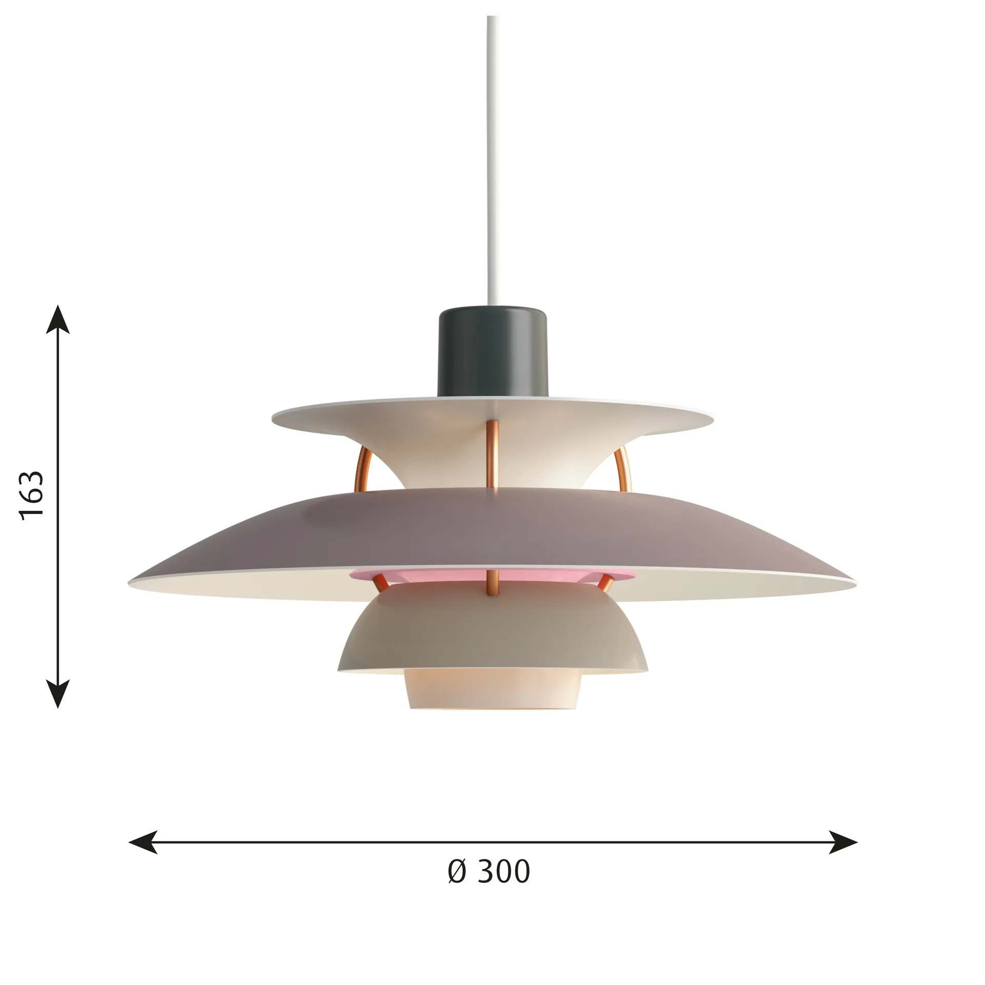 Lámpara colgante PH 5, Ø300, Gris Louis Poulsen