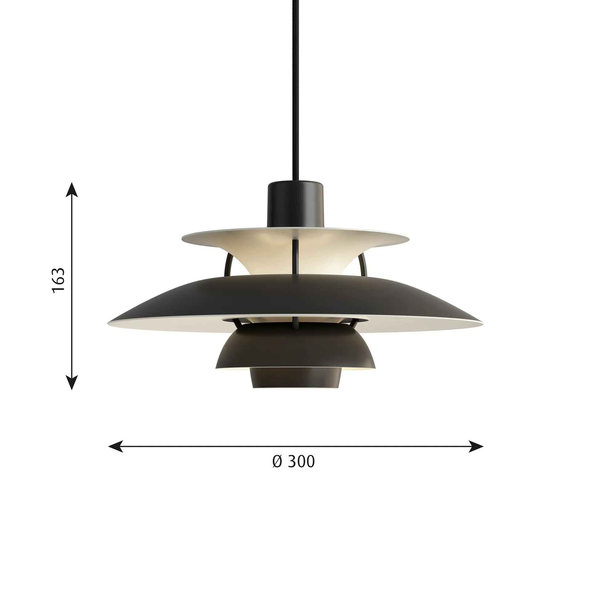 Lámpara colgante PH 5, Ø300, Negro Louis Poulsen