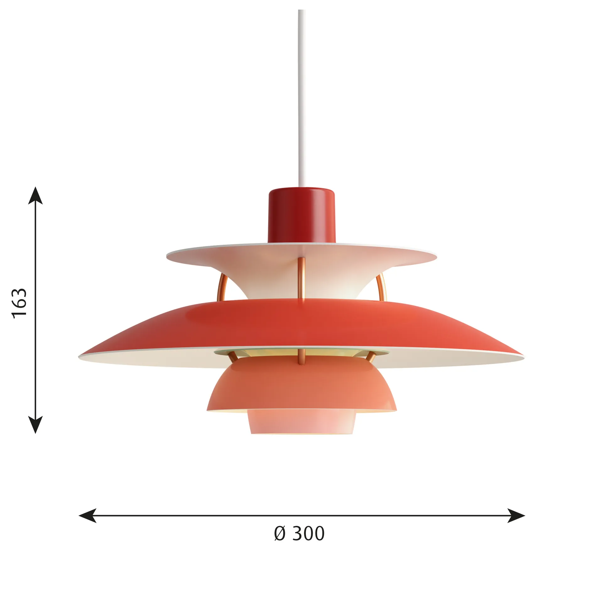Lámpara colgante PH 5, Ø300, Rojo Louis Poulsen