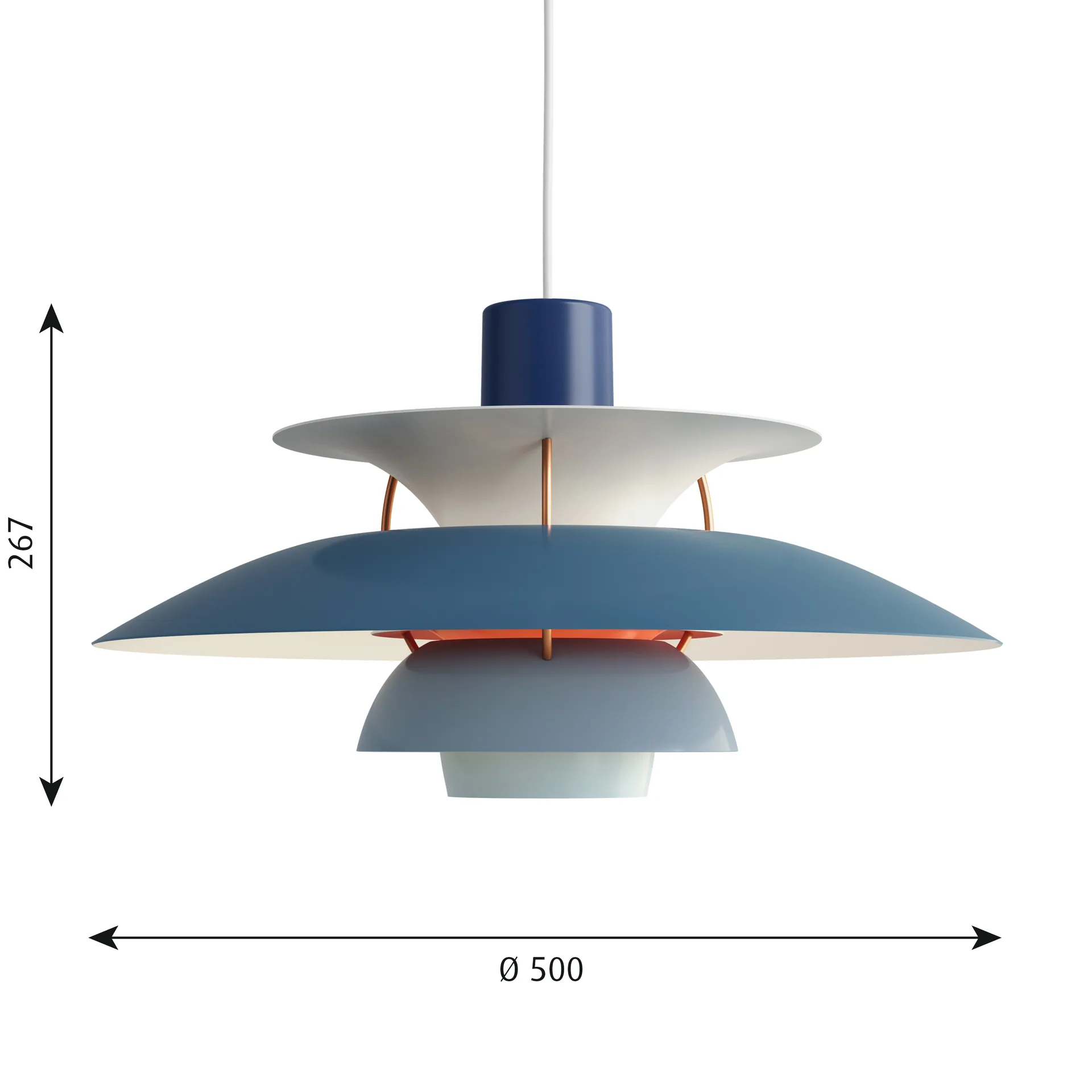 Lámpara colgante PH 5, Ø500, Azul Louis Poulsen