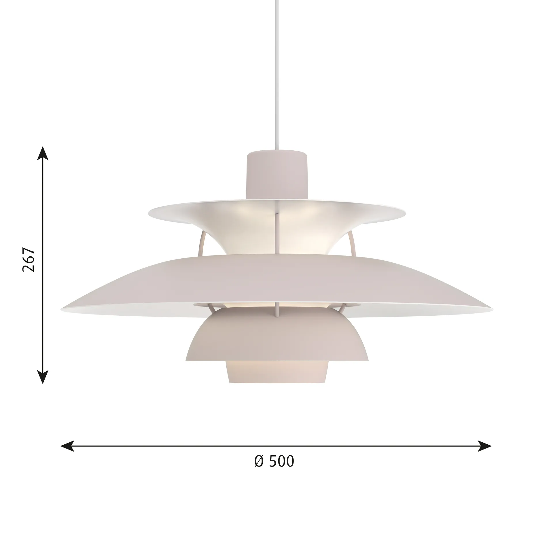 Lámpara colgante PH 5, Ø500, Gris ostra Louis Poulsen