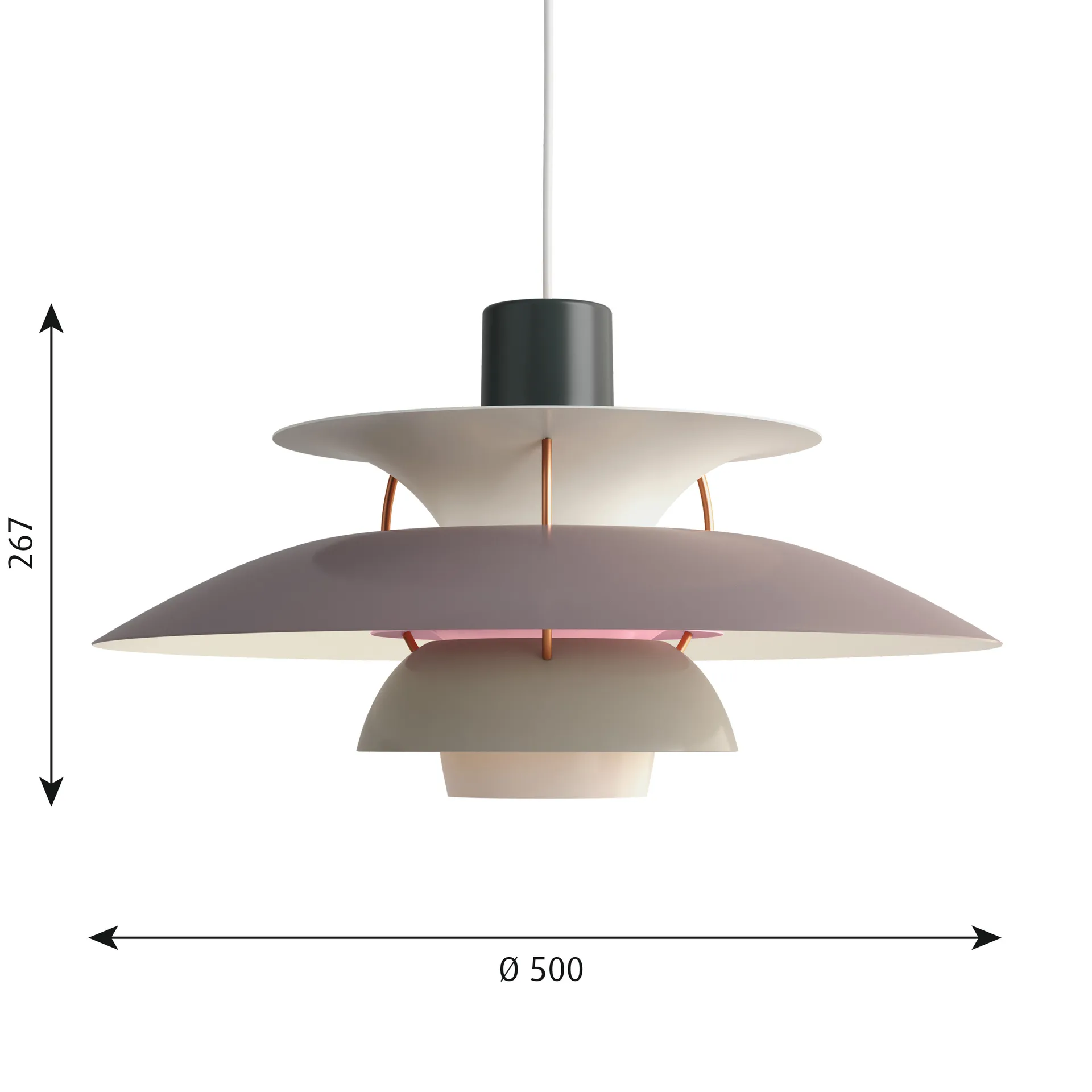 Lámpara colgante PH 5, Ø500, Gris Louis Poulsen