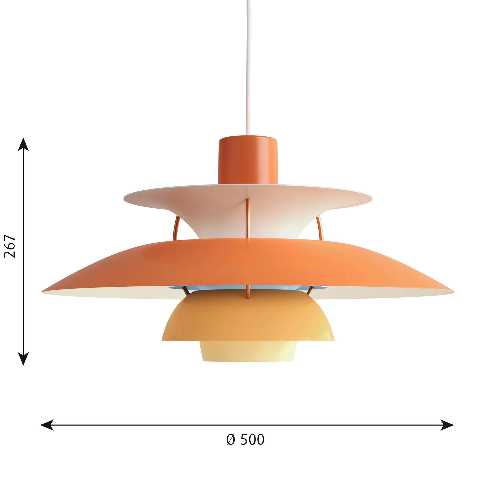 Lámpara colgante PH 5, Ø500, Naranja Louis Poulsen