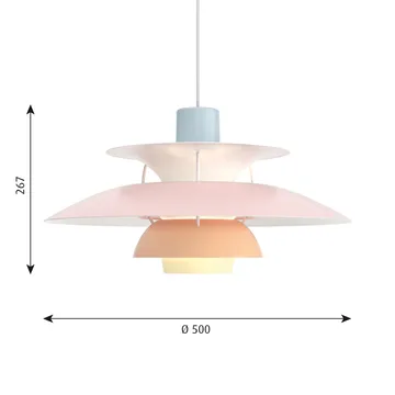 Lámpara colgante PH 5 - Ø500, Pastel-azul-rosa-melocotón - Louis Poulsen