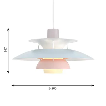 Lámpara colgante PH 5 - Ø500, Pastel-gris ostra-azul-rosa - Louis Poulsen
