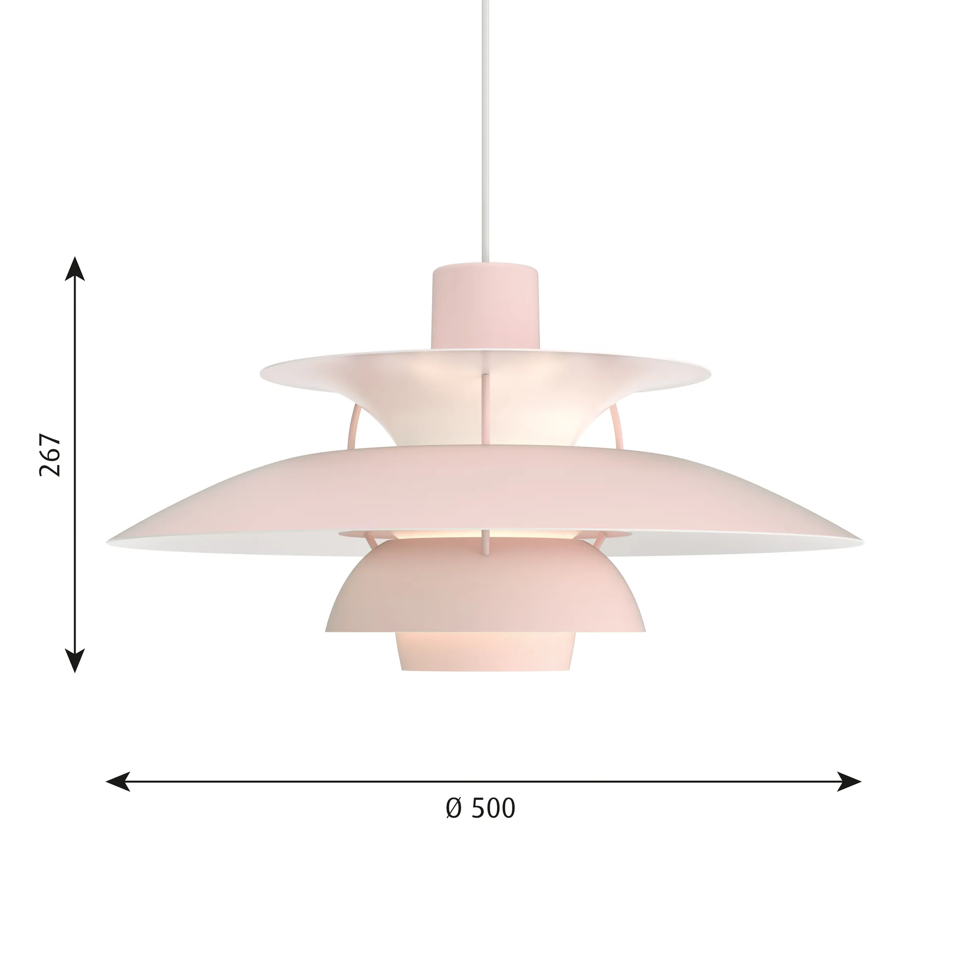 Lámpara colgante PH 5, Ø500, Rosa claro Louis Poulsen
