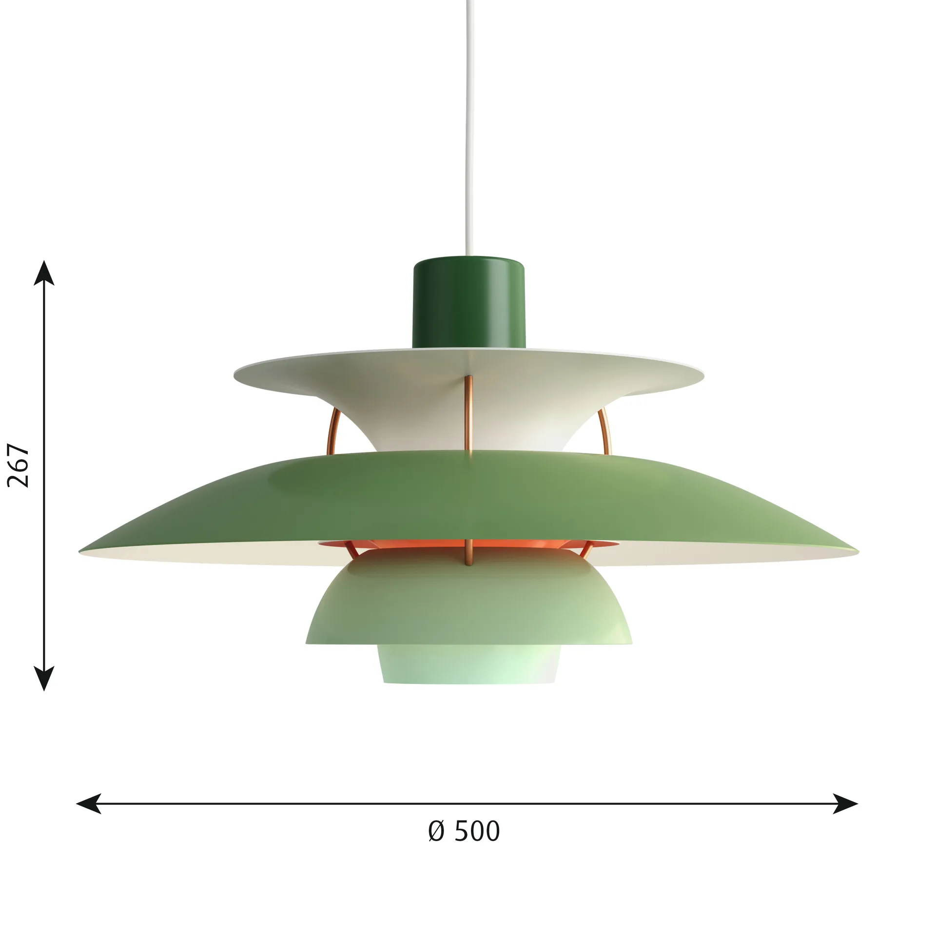 Lámpara colgante PH 5, Ø500, Verde Louis Poulsen